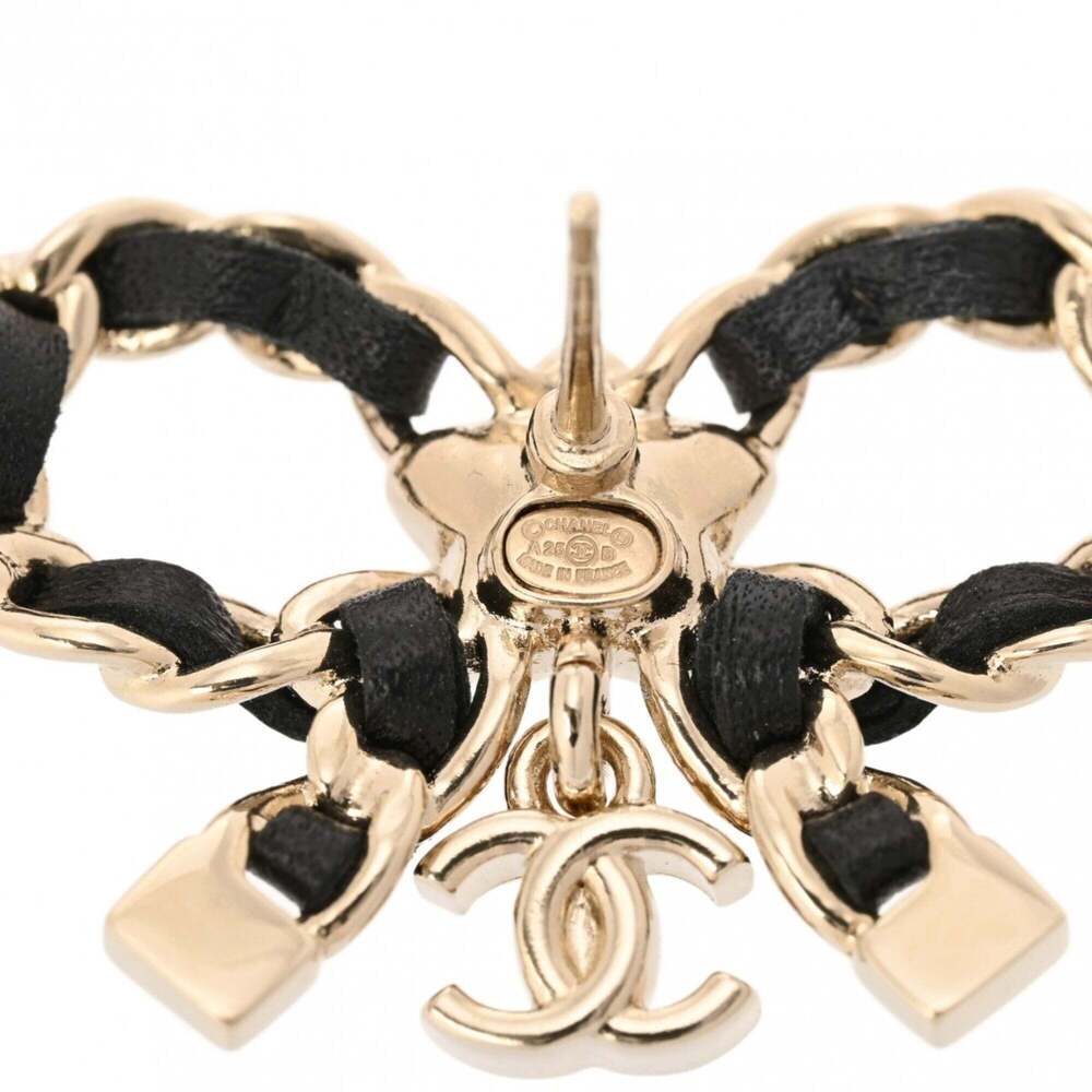 CHANEL Gold Leather Earrings - Picture 10 of 11